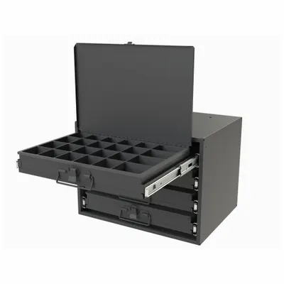DURHAM MFG Small Compartmented-Box Cabinet, 4 Drawers, Gray, 307B-95-D947 - Small Compartmented-Box Cabinets