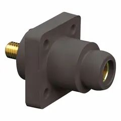 Female single pole receptacle from Series 18 with straight ball nose mating configuration and threaded stud termination. Rated for 600V AC/600V DC. Suitable for industrial power distribution applications requiring a secure threaded connection.