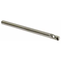Indexable boring bar for internal turning operations in machining centers and lathes. Positive rake geometry and right-hand design reduce cutting forces for finishing bores in steel, stainless steel, and cast iron. Uses inserts with 11 mm cutting edge length and 12 mm inscribed circle.