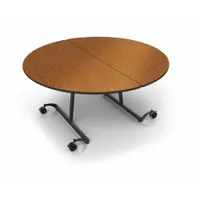 This bi-fold cafeteria table from PALMER HAMILTON features a laminate surface over particle board construction. It measures 29 inches in height, 60 inches in length, and 60 inches in width. Suitable for multipurpose rooms, break areas, and training spaces