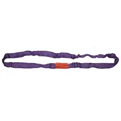 Endless round sling constructed from polyester with a 5/8 in body diameter and 2 ft sling length. Suitable for general lifting and rigging tasks in industrial environments such as construction, manufacturing, and warehousing. The polyester material offers flexibility and helps protect load surfaces.