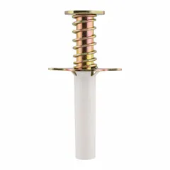Carbon steel wet-set anchor for embedding into wet concrete to provide a 3/8"-16 threaded connection point. Used for securing structural attachments, machinery, or fixtures in decking and industrial construction. Pack of 100, white finish.