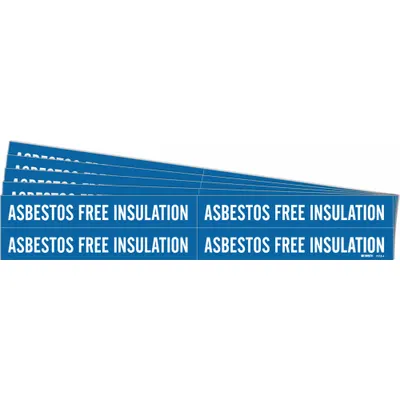 BRADY Pipe Marker: Asbestos Free Insulation, Blue, White, Fits 3/4 to 2 3/8 in Pipe O.D. - Asbestos Free Insulation Adhesive Pipe Markers