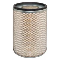 Engine air filter with round-oval shape and axial seal. Overall height 12 1/2 in. Designed for use in Caterpillar vehicles to remove airborne contaminants from engine intake air
