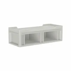 This CORTECH bed is constructed from stone gray polyethylene, measuring 78 inches in length, 32 1/2 inches in width, and 24 inches in height. It is designed for institutional settings such as dormitories, shelters, and correctional facilities where durability and hygiene are required.