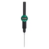 Digital indicator with non-removable flat back for stable mounting. Measures 0 to 4 in (0 to 100 mm) with inch/metric display and 2.4 in dial. Accuracy ±0.0015 in. Suitable for linear displacement measurement in machining and inspection applications