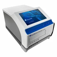 This spectrophotometer measures absorbance across a 200 nm to 1000 nm wavelength range. It provides accuracy of 1% + 0.003 ABS from 0 to 2 ABS, and 2% from 2 to 2.5 ABS. The instrument includes standard cuvette spectroscopy capability for sample analysis.