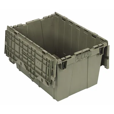 QUANTUM STORAGE SYSTEMS Attached Lid Tote: 12.5 gal, 21 3/4 in x 15 in x 12 3/4 in - Colored Attached-Lid Totes with Two-Piece Lids