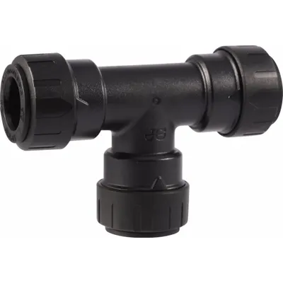 SHARKBITE Push-Fit Tee Fitting: 5/8 in OD x 1/2 in OD x 1/2 in OD Size, Polymer, Coupling - Twist-Release Polymer Push-to-Connect Tube Fittings