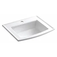 KOHLER Bathroom Sink: White, Vitreous China, 22 5/8 in Overall Lg, 19 1/2 in Overall Wd, Single Hole (MPN K-2356-1-0)