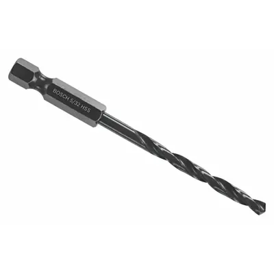 BOSCH Hex Shank Drill Bit: 5/32", 135° Split Point, Black Oxide HSS - Bosch Impact Tough Drill Bits