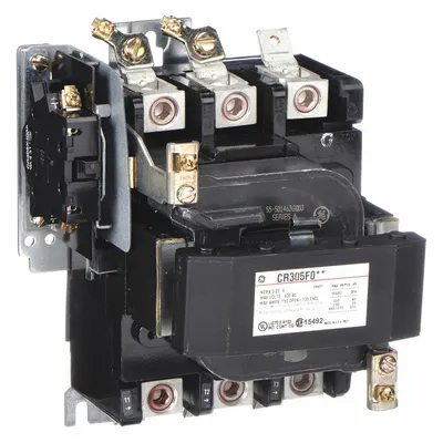 GE CR305F003 Non-Reversing NEMA Contactor, Size 4, 135 A, 240V AC, 3-Pole - Non-Reversing NEMA Contactors