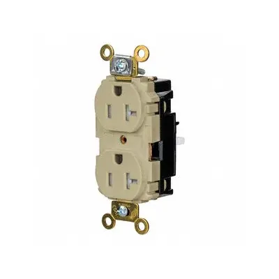 HUBBELL Receptacle: Duplex, 5-20, Ivory, 125V AC, 20 A, 2 Pole / 3 Wire (MPN HBL5362STITR) - General Purpose Receptacles