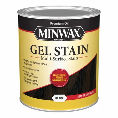 MINWAX Gel Stain, Interior, Oil, Black, Semi-Transparent, 1 qt - Wood Stains