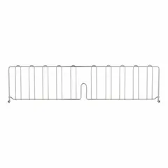 This steel shelf divider with a chrome finish is designed for use with wire shelving systems. The 36-inch ledge helps separate and organize stored items, preventing them from mixing or falling. Suitable for commercial and industrial storage applications.