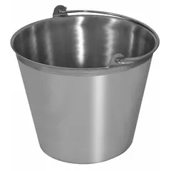 This 13-quart capacity pail is constructed from stainless steel with an overall height of 10 7/8 inches and diameter of 12 1/4 inches. It is FDA compliant and NSF certified for use in sanitary handling of milk, cream, and other liquids in dairy and food processing environments.