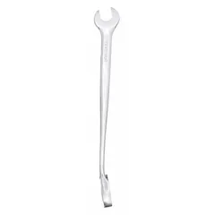 This metric 12-point ratcheting combination wrench is constructed from alloy steel with a chrome finish. It features a 12 mm head size and an overall length of 8 1/8 inches. The ratcheting box end enables faster fastener tightening or loosening without repositioning the tool, suitable for standard applications in automotive and mechanical work.