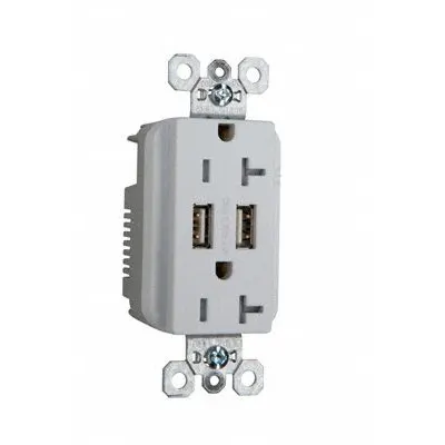 LEGRAND TR5362USBW Weather-Resistant Duplex Receptacle with USB Charger - Weather-Resistant Receptacles with USB Chargers