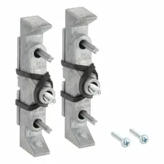 Steel locking device with unfinished finish for roof drain assemblies. Connects via screw type. Supplied as a pair (1 PR). Used to secure roof drains in commercial and industrial roofing applications.