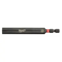 Impact-rated bit holder with magnetic screw guide for 1/4 in hex-shank bits. Designed to align and drive screws in tight or overhead applications, reducing bit slippage. Compatible with impact drivers for construction and general fastening tasks