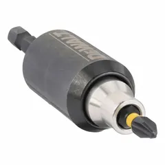 Impact-rated clutch with magnetic tip for holding 1/4 in hex-shank bits. Hex compatible bit shank. Used in impact drivers for high-torque fastening applications to minimize bit slippage.