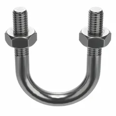 Standard U-bolt designed to secure pipes, conduit, or tubing to structural supports. Thread size 3/8"-16, fits 3/4 in pipe size, with 2 1/4 in inside height. Plain finish, sold in a 10-pack. Suitable for general industrial piping and support applications.