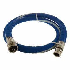 This hose assembly is designed for potable water suction and discharge applications. It features a corrugated EPDM cover and double helix wire reinforcement, with a 3-inch inside diameter, 200 psi pressure rating, and temperature range of -40° to 212°F. Fitting size is 3 in x 3 in.