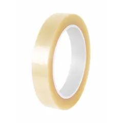 Transparent anti-static conductive adhesive electrical film tape, 3/4 in wide, 36 yd long, 2.2 mil thick, with a 20 V voltage rating. Used for anti-static shielding, grounding, cable wrapping, and EMI/RFI protection in electronic assemblies and low-voltage static control applications.