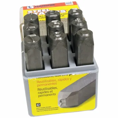 C.H. HANSON Hand Stamp Kit: 0 thru 9 (6 doubles as 9), 3/32 in Character Ht - Sharp-Face Hand Stamps