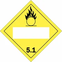 BRADY DOT Container Placard: 5.1, 10 3/4 in x 10 3/4 in, 10 3/4 in Label Ht, 10 3/4 in Label Wd (MPN 60383)