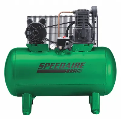 SPEEDAIRE Electric Air Compressor: 2 hp, 1 Stage, Horizontal, 30 gal, 4.9 cfm, 135 psi - Splash Lubricated Stationary Electric Air Compressors