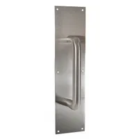 TRIMCO Door Pull Plate: 4 in Wd, 16 in Ht, Stainless Steel (MPN 1018-3B.710CU)