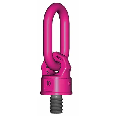 RUD CHAIN Hoist Ring: Pivot/Swivel, Steel w/Pink Powder-Coated Bail, M56-5.5 - Rotate-Under-Load Hoist Rings