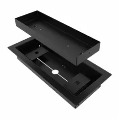 This FITTES floor register is a one-way, non-adjustable steel grille with a decorative black powder-coated finish. Designed for floor or wall installation, it directs airflow in HVAC systems for residential or commercial spaces. Dimensions: 4 in height x 10 in width.