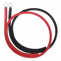 This cable set includes two 4 AWG, 3-foot power inverter cables with quick-connect terminals. Designed for use with the IBC80 inverter, it is also compatible with IBC45 and IBC70 models. The cables provide a secure connection between a power inverter and a battery bank in vehicle or stationary power systems.