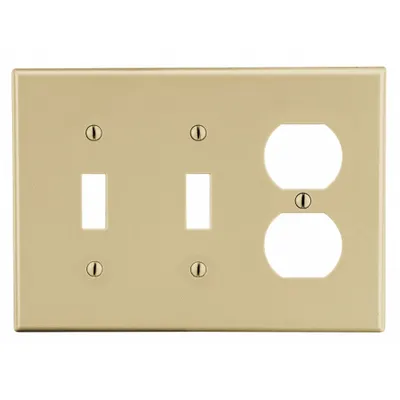 HUBBELL Wall Plate: Combo, 3 Gang, Ivory - Combination Wall Plates