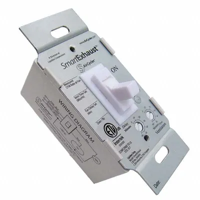 FIELD CONTROLS Speed Control: White, 20 to 40 min Timer, Toggle, 120V AC - Controls for Bathroom Exhaust Fans