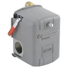 This general purpose air compressor switch controls the start/stop cycle of electric motors driving air compressors. It features a diaphragm actuator, Standard stage, and Auto/Off operation. Pressure range is 100 psi to 200 psi with (4) 1/4" FNPS connections. Suitable for industrial and commercial applications requiring automatic pressure regulation.