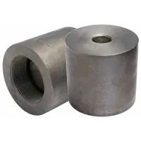 This threaded high-pressure pipe fitting is made of steel with a straight configuration. It features female NPT threads on both ends for connecting pipes in industrial systems requiring durable metal construction. Typical applications include hydraulic, pneumatic, and power transmission lines