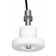 This mechanically alternating side-mounted float switch features a vertical orientation and SPST configuration, constructed with stainless steel. It opens on rise in liquid level applications, suitable for high-level alarm or pump shut-off in industrial tanks and process vessels. Termination is via lead wires with a 1.00-inch mounting size.