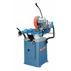 Manual cold saw with a 14 in (356 mm) blade diameter, operating on 220V AC power. Designed for low speed cutting of metals, producing clean, burr-free edges. Suitable for industrial fabrication, maintenance, and production environments.