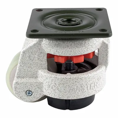 FOOT MASTER Plate Caster: Polyurethane Tread, 50 mm Wheel Dia, 82 mm Mounting Ht - General Purpose Leveling Plate Casters