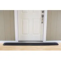 This 82-inch long rubber ramp provides ADA-compliant access over thresholds, doorways, and small steps. Its black rubber construction offers a slip-resistant surface for wheelchairs, carts, and pedestrian traffic in commercial and institutional facilities