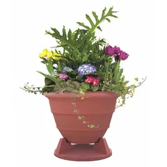 Passive 2-way landscape speaker with 4 ohm impedance. Overall width 20 inches, overall height 17 1/4 inches. Designed for outdoor use in gardens, patios, and commercial landscapes where discreet audio is required.