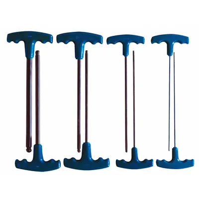 WESTWARD Hex Key Set: 6 - 10 Pieces, T, Metric, Single Ball End, Long, 8 Pieces - T-Shaped Hex Key Sets