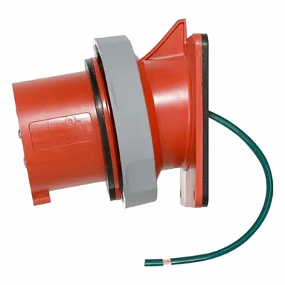 LEVITON Pin and Sleeve Inlet: Red, 277/480V AC, Three Phase, 20 A, 4 Pole, 5 Wire - Washdown-Rated Inlets