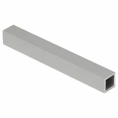 Aluminum square tube, 200 mm length, without scale graduation or bracket hole. Designed for use with Ruland MT15 Clamp Connectors as a structural component in sensor and conveyor rail mounting kits for industrial automation and material handling systems.