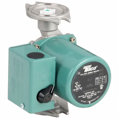 TACO Circulating Pump: 1/20 hp HP, 115V AC, Stainless Steel, 3, 18 gpm, 17 ft Max. Head - General-Purpose Inline Circulator Pumps