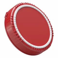 Red polypropylene screw-on cap with 38 mm diameter. Suitable for sealing containers in industrial packaging, chemical storage, and laboratory applications. Pack of 30 closures.
