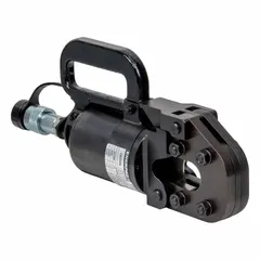 The ENERPAC WHC1250 is a self-contained hydraulic cutter with a guillotine head, rated for 10,000 psi and capable of cutting steel wire up to 1 1/4 in diameter. This single-stage unit is used for remote cutting operations in industrial settings such as construction, demolition, and recycling.